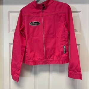 Throttle Threads Pink Chrome Chix Garage Race Jacket sz M